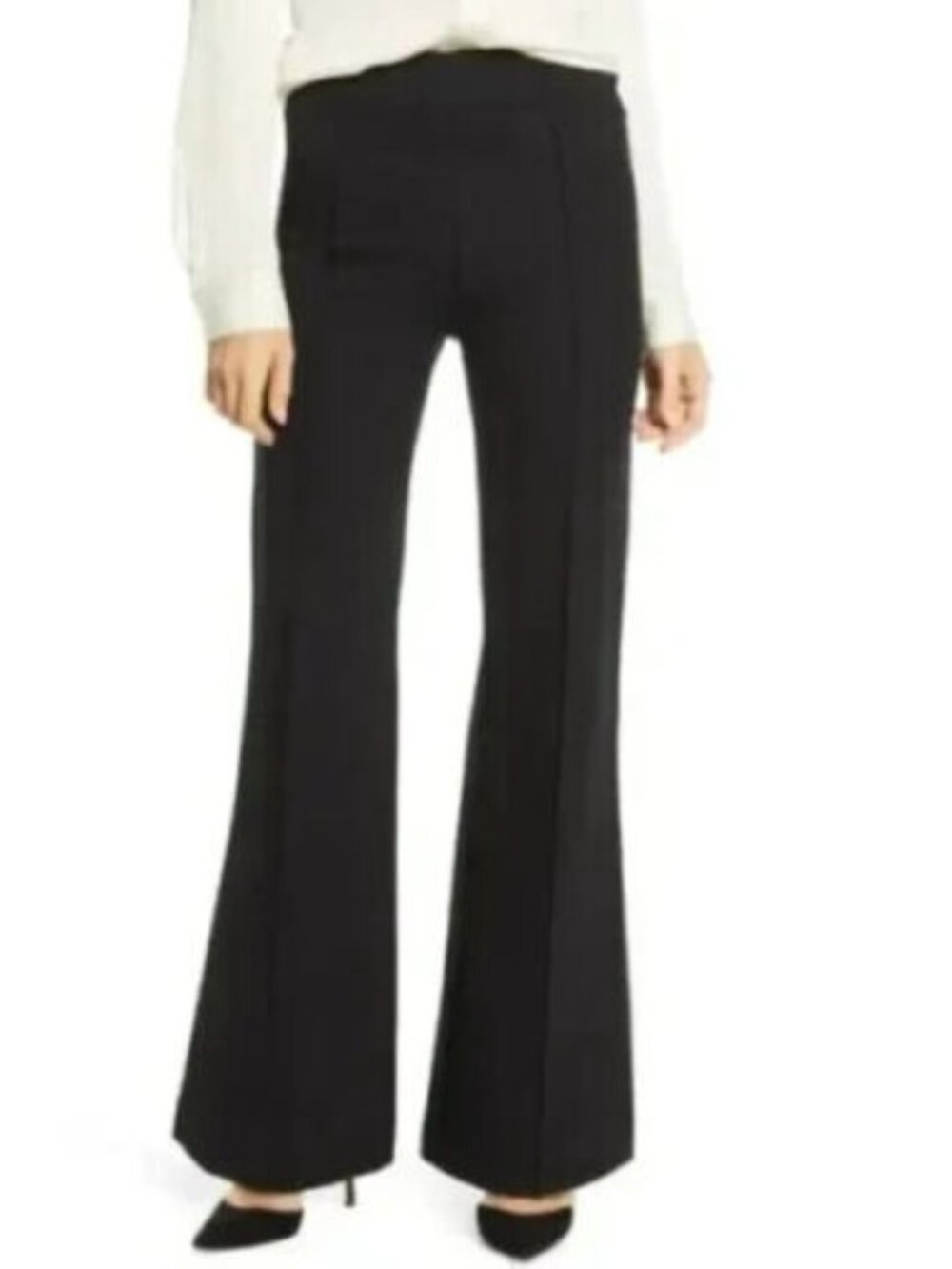 Spanx Perfect Black High Rise Flare Pants Women's XL Stretch Ponte Knit 20252R